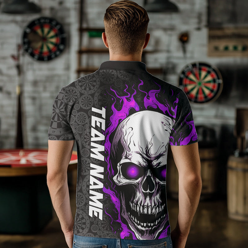 Black And Purple Flame Skull Custom Dart Quarter-Zip, Fire Dart Team