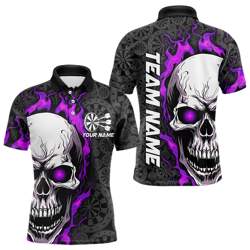 Black And Purple Flame Skull Custom Dart Quarter-Zip, Fire Dart Team