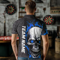 Black And Blue Flame Skull Custom Dart Quarter-Zip, Fire Dart Team