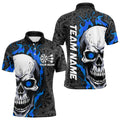 Black And Blue Flame Skull Custom Dart Quarter-Zip, Fire Dart Team
