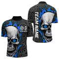 Black And Blue Flame Skull Custom Dart Quarter-Zip, Fire Dart Team