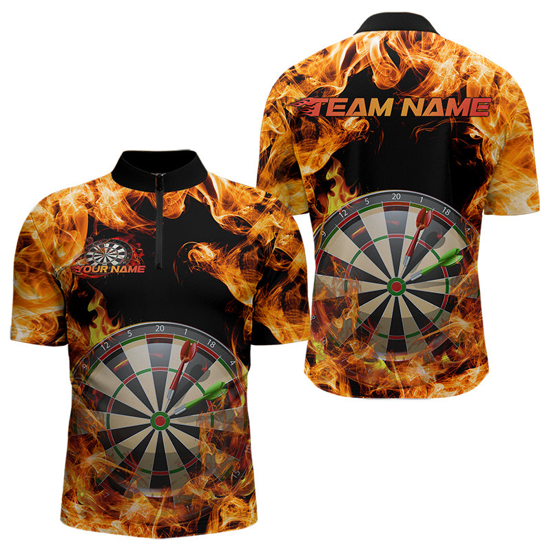 Fire Flame Dartboard Custom Dart Quarter-Zip, Dart Dart Team League