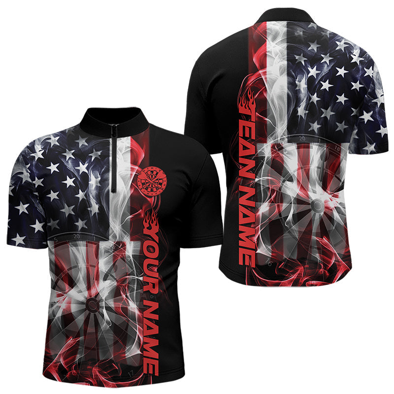 Custom Ameircan Flag Flame US Dart Quarter-Zip, Patriotic Dart Team