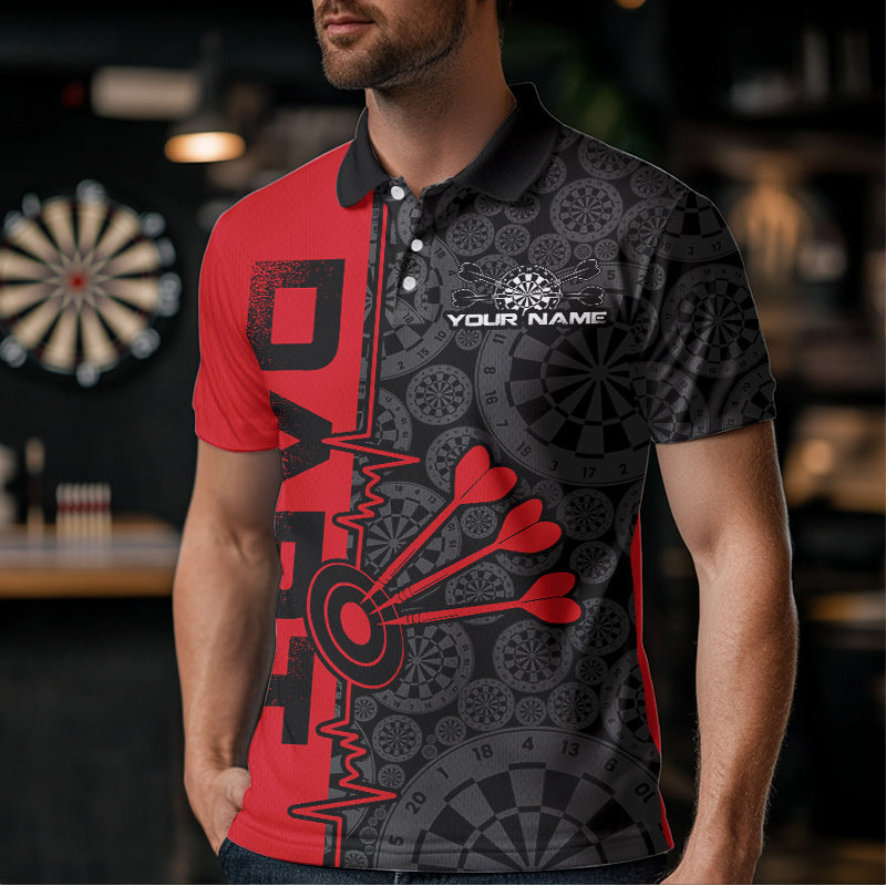 Custom Black And Red Dart, Dartboad Pattern Grunge Dart Team Quarter-Zip