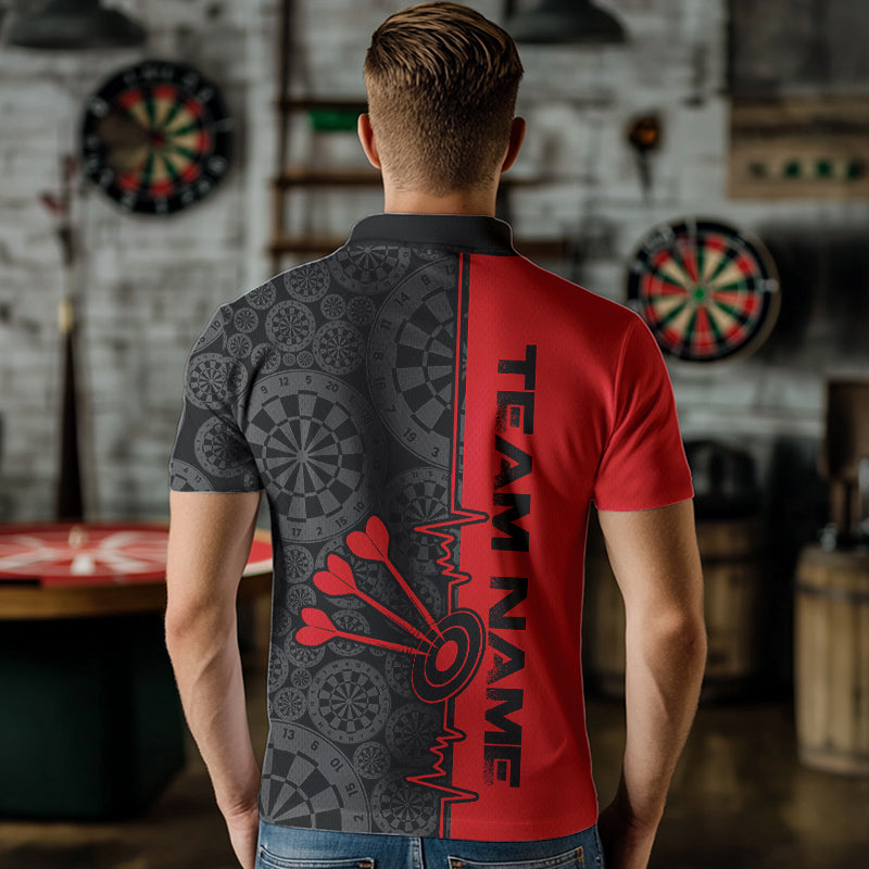 Custom Black And Red Dart, Dartboad Pattern Grunge Dart Team Quarter-Zip
