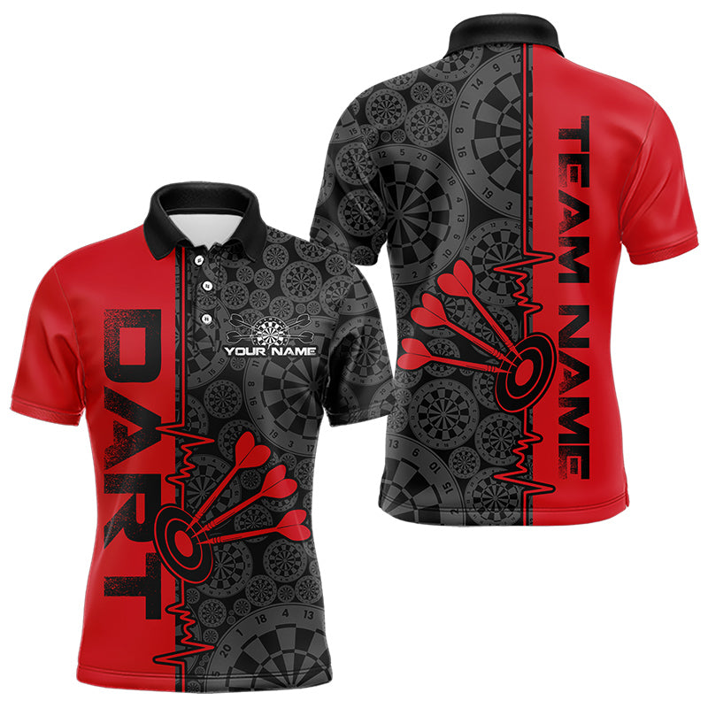 Custom Black And Red Dart, Dartboad Pattern Grunge Dart Team Quarter-Zip