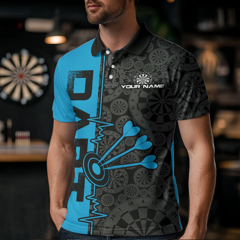 Custom Black And Blue Dart, Dartboad Pattern Grunge Dart Team Quarter-Zip