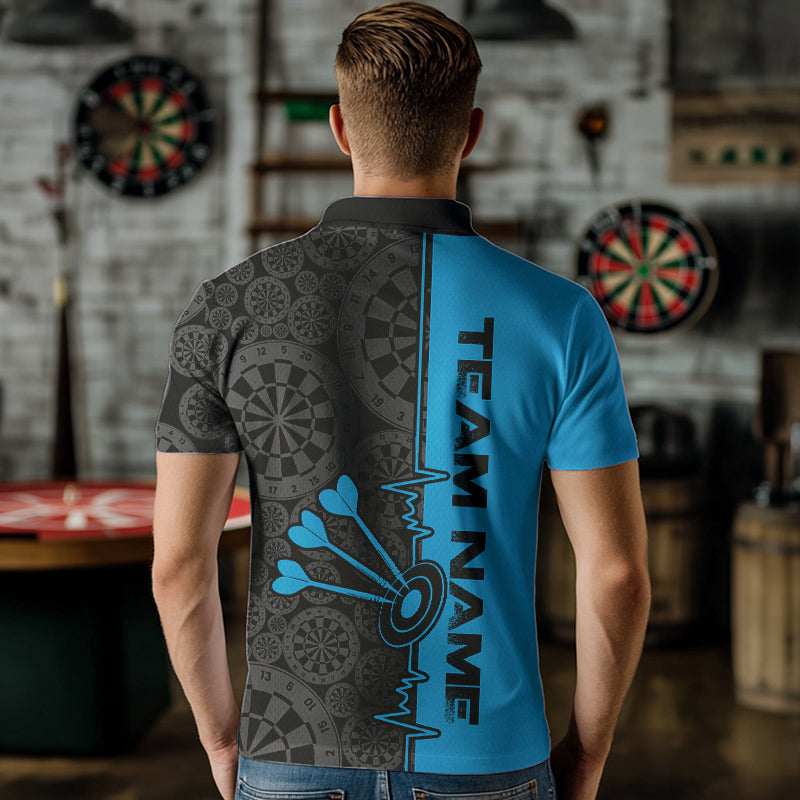 Custom Black And Blue Dart, Dartboad Pattern Grunge Dart Team Quarter-Zip