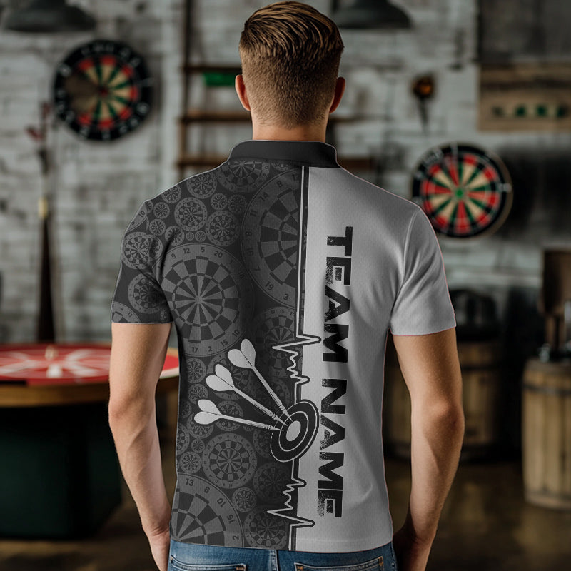 Custom Black And Gray Dart, Dartboad Pattern Grunge Dart Team Quarter-Zip