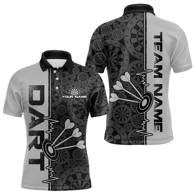 Custom Black And Gray Dart, Dartboad Pattern Grunge Dart Team Quarter-Zip