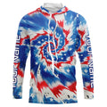American Flag Tie Dye Custom Long Sleeve Performance Fishing, Patriotic Fishing