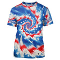 American Flag Tie Dye Custom Long Sleeve Performance Fishing, Patriotic Fishing