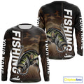 Brown Camouflage Fish Hook Custom Largemouth Bass Long Sleeve Hooded Tournament Fishing