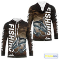 Brown Camouflage Fish Hook Custom Catfish Long Sleeve Hooded Tournament Fishing
