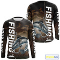 Brown Camouflage Fish Hook Custom Catfish Long Sleeve Hooded Tournament Fishing