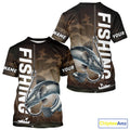Brown Camouflage Fish Hook Custom Catfish Long Sleeve Hooded Tournament Fishing