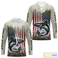 Custom Patriotic US Flag Catfish Long Sleeve Hooded Fishing, Catfish Fishing