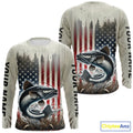 Custom Patriotic US Flag Catfish Long Sleeve Hooded Fishing, Catfish Fishing