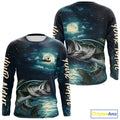 Full Moon Fishing Custom Largemouth Bass Long Sleeve Hooded Night Fishing For Fishing Lovers