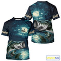 Full Moon Fishing Custom Largemouth Bass Long Sleeve Hooded Night Fishing For Fishing Lovers