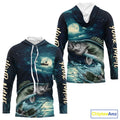 Full Moon Fishing Custom Walleye Long Sleeve Hooded Night Fishing For Fishing Lovers