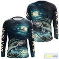 Full Moon Fishing Custom Walleye Long Sleeve Hooded Night Fishing For Fishing Lovers