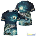 Full Moon Fishing Custom Walleye Long Sleeve Hooded Night Fishing For Fishing Lovers