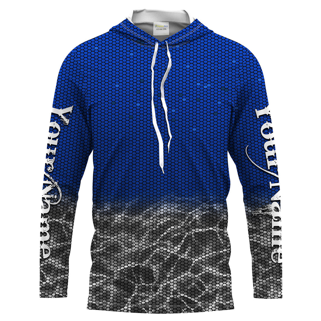 Custom Blue Fishing camo Long Sleeve performance Fishing, UV Protection Fishing apparel
