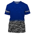 Custom Blue Fishing camo Long Sleeve performance Fishing, UV Protection Fishing apparel