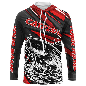 Black And Red Catfish Fishing, Custom Catfish Fishing Long Sleeve Fishing