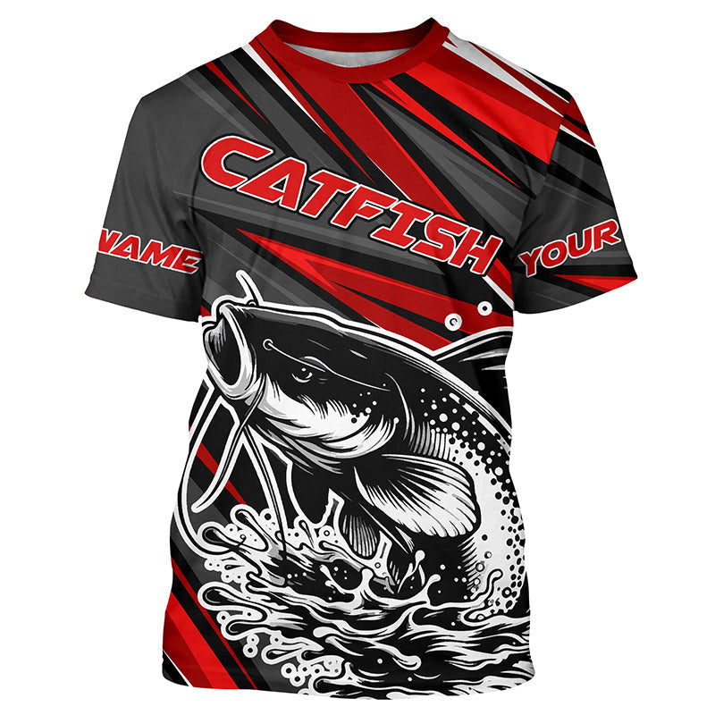 Black And Red Catfish Fishing, Custom Catfish Fishing Long Sleeve Fishing