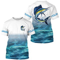 Blue Ocean Background Custom Sailfish Fishing Long Sleeve, Sailfish Saltwater Fishing