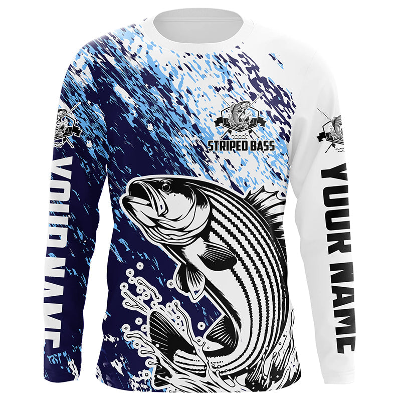 Striped Bass Fishing Custom Long Sleeve Performance Fishing, Striper Fishing | Blue