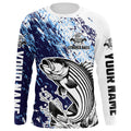 Striped Bass Fishing Custom Long Sleeve Performance Fishing, Striper Fishing | Blue