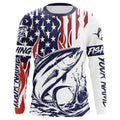 Flame American Flag Custom Tuna Long Sleeve Fishing, Patriotic Tuna Saltwater Fishing