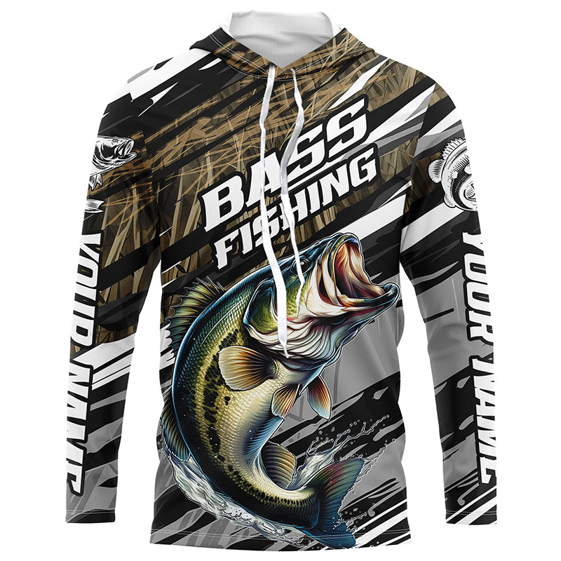 Bass Fishing Camo Long Sleeve Fishing, Custom Largemouth Bass Tournament Fishing