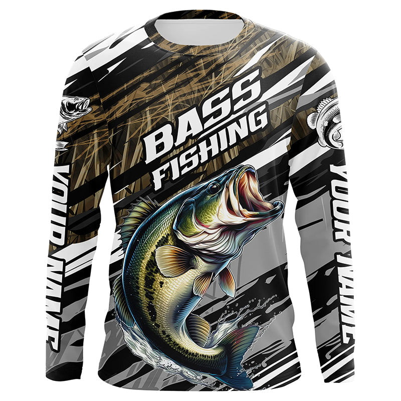 Bass Fishing Camo Long Sleeve Fishing, Custom Largemouth Bass Tournament Fishing