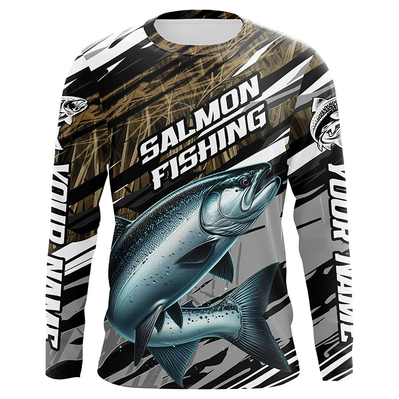 Chinook Salmon Fishing Camo Long Sleeve Fishing, Custom King Salmon Fishing
