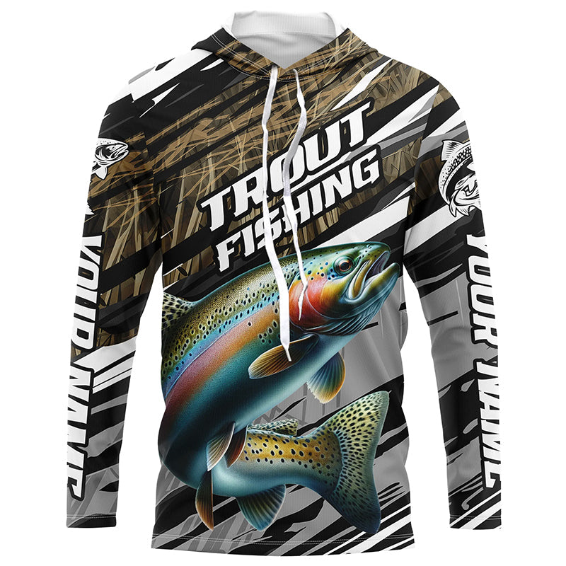 Rainbow Trout Fishing Camo Long Sleeve Fishing, Custom Steelhead Fishing