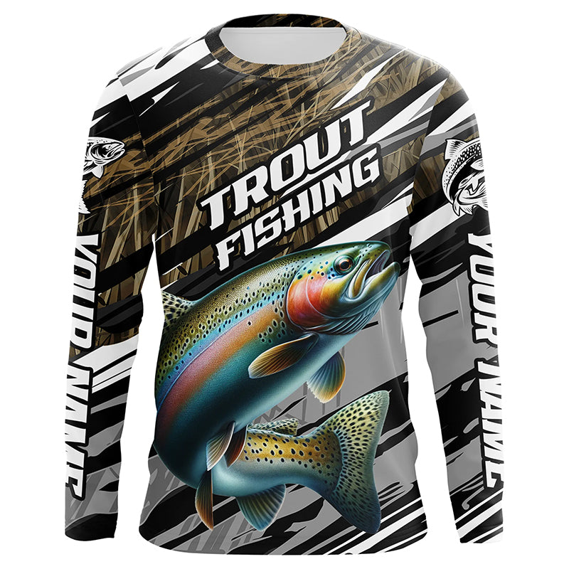 Rainbow Trout Fishing Camo Long Sleeve Fishing, Custom Steelhead Fishing
