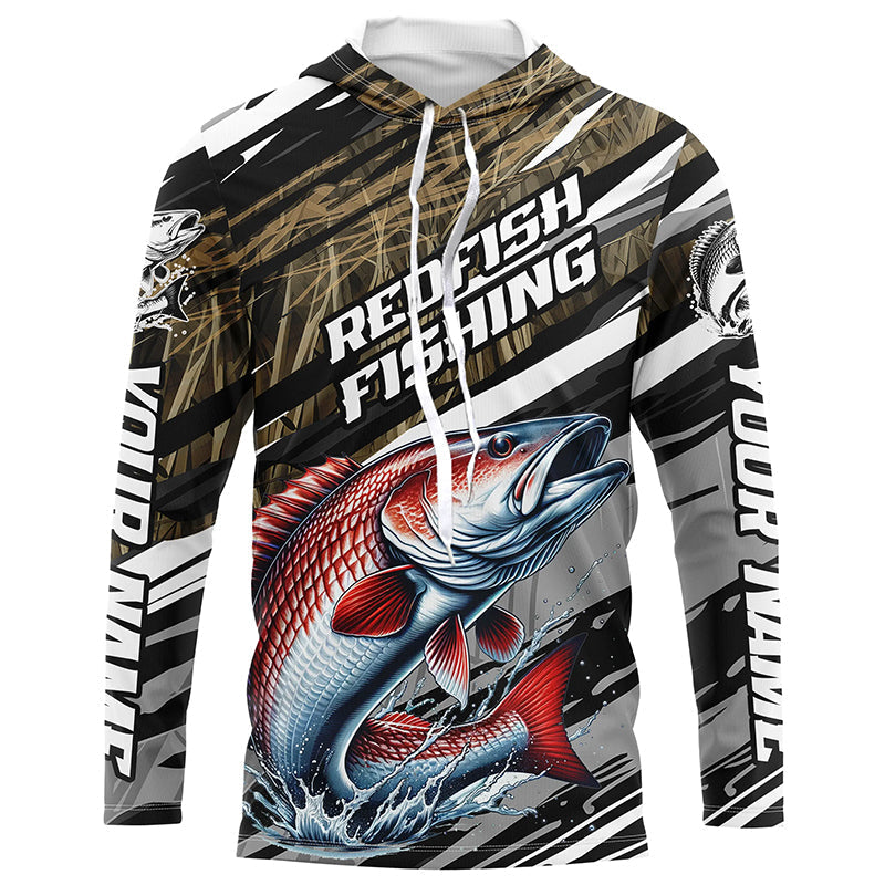 Personalized Redfish Fishing Long Sleeve Performance, Redfish Fishing Camo