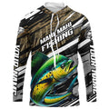 Personalized Mahi Mahi Fishing Long Sleeve Performance, Mahimahi Fishing Camo