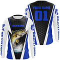 Walleye Fishing Long Sleeve Tournament For Fishing Team With Custom Name And Number | Blue