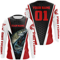 Pike Fishing Long Sleeve Tournament For Fishing Team With Custom Name And Number | Red