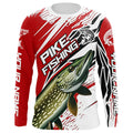 Northern Pike Fishing Custom Long Sleeve Tournament, Pike Fishing | Red