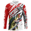 Largemouth Bass Fishing Custom Long Sleeve Tournament, Bass Fishing | Red
