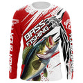 Largemouth Bass Fishing Custom Long Sleeve Tournament, Bass Fishing | Red
