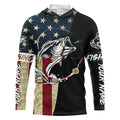 Personalized Bass Fishing American Flag Custom Long Sleeve Fishing, personalized Patriotic Fishing gifts