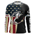 Personalized Bass Fishing American Flag Custom Long Sleeve Fishing, personalized Patriotic Fishing gifts
