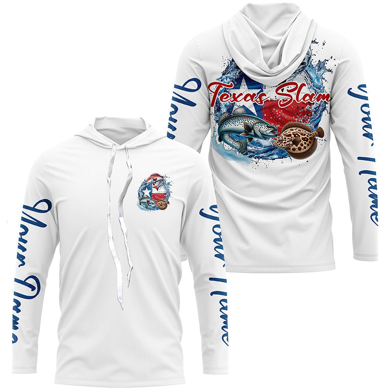 Custom Texas Slam Long Sleeve Fishing, Texas Trio Redfish, Trout, Flounder Fishing